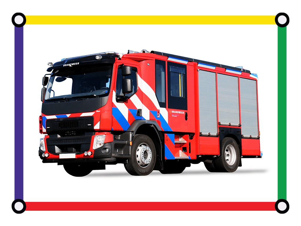Brandweerwagen met De Brandweer
